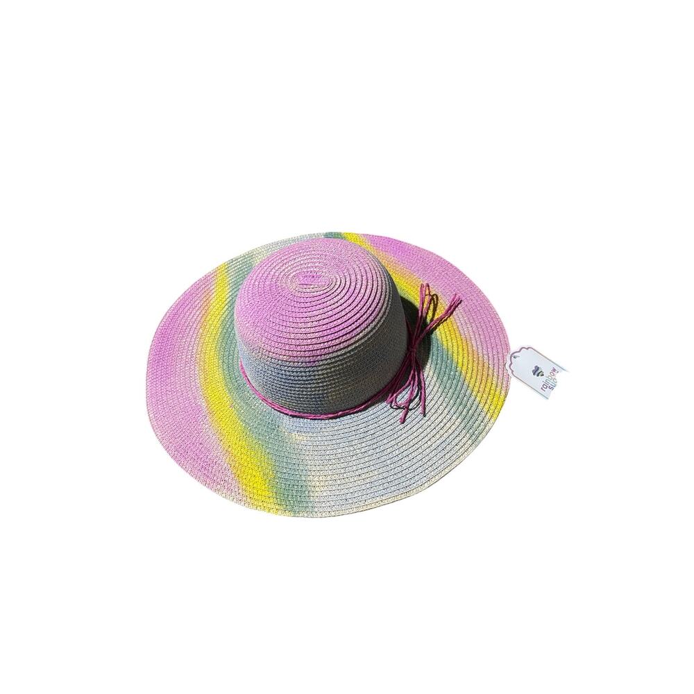Rainbow Sugar sherbert ombre wide brim straw hat nwt perfect for beach photos
